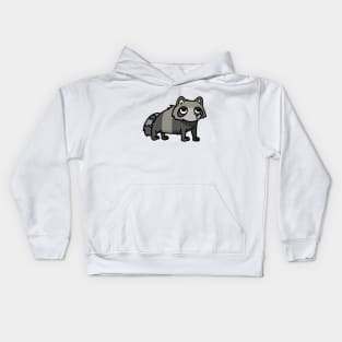 cute grey tanuki raccoon design Kids Hoodie